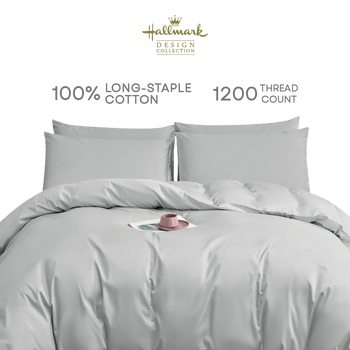 Hallmark Premium Hotel Quality Long-Staple Cotton 1200 Thread Count Grey Bed Sheet