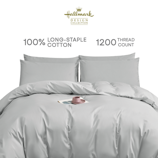 Image 64: Hallmark 5-Star Hotel Full Bed Linen Set - Grey