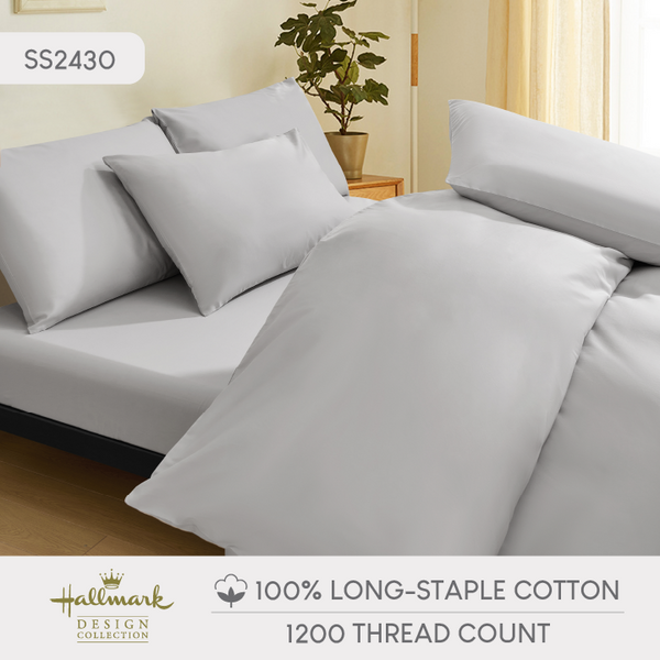 Image 65: Hallmark 5-Star Hotel Full Bed Linen Set - Grey