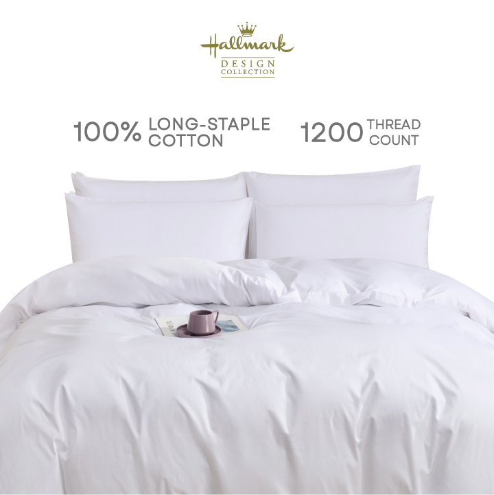 Hallmark Premium Hotel Quality Long-Staple Cotton 1200 Thread Count White Bed Sheet