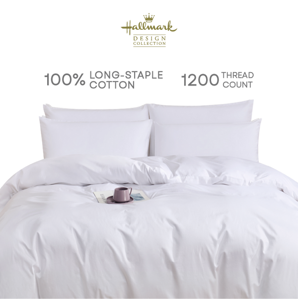 Image 66: Hallmark 5-Star Hotel Full Bed Linen Set - White