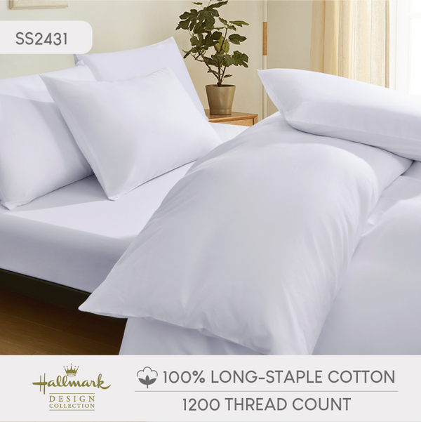 Image 67: Hallmark 5-Star Hotel Full Bed Linen Set - White