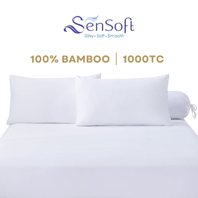 Sensoft Smooth Bamboo Bed Linen - Plain White Color