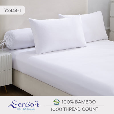 Smooth Bamboo Bed Sheet - 1000TC - White