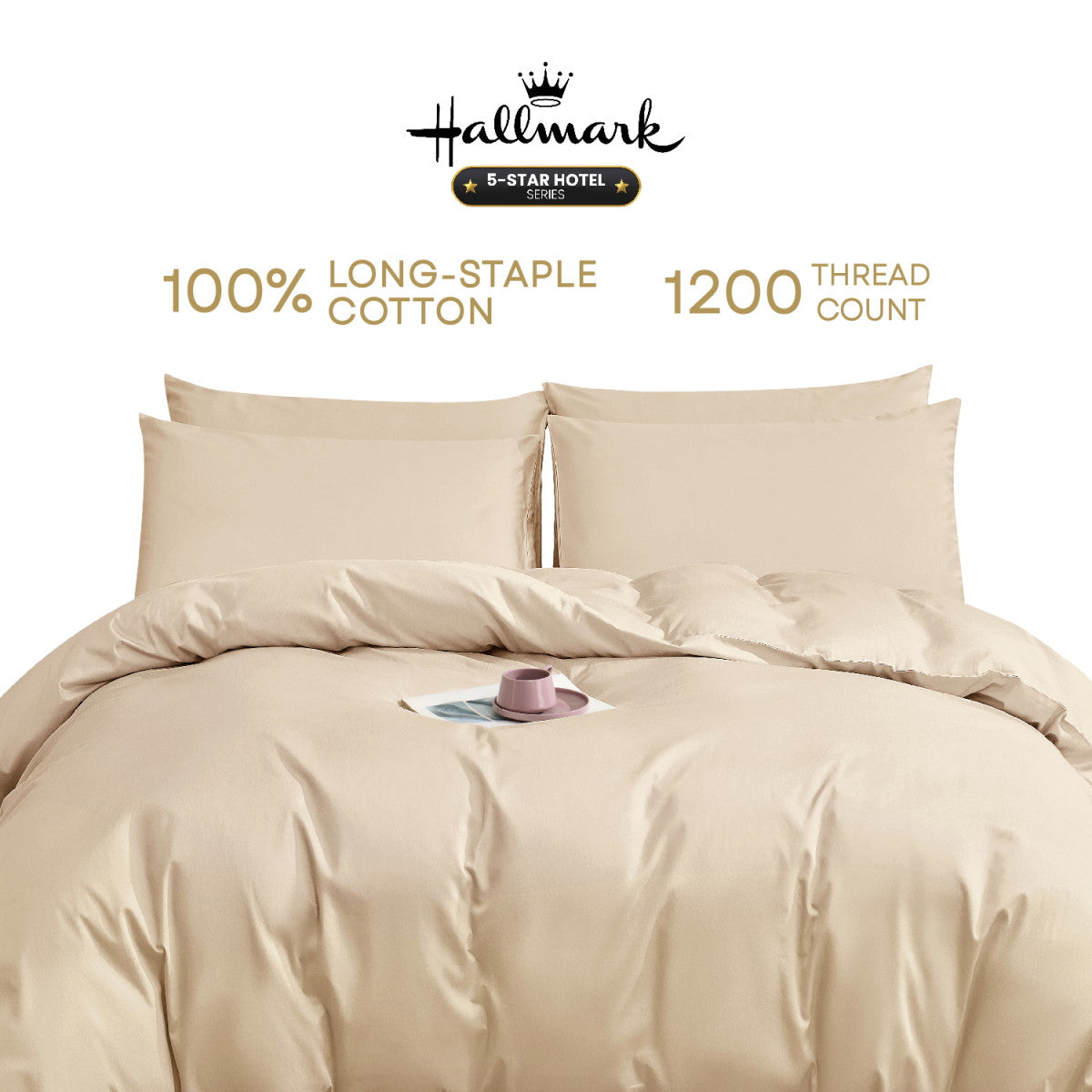 Hallmark 5-Star Hotel Bed Sheet Set - 1200TC - Cream