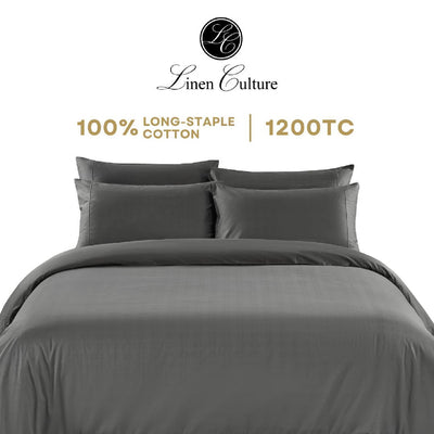 Linen Culture Premium Long-Staple Cotton Bed Linen - Dobby Dark Grey Color