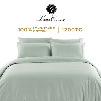 Linen Culture Premium Long-Staple Cotton Bed Linen - Dobby Misty Green Color