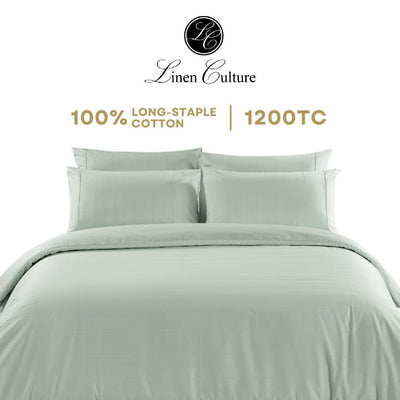 Linen Culture Premium Long-Staple Cotton Bed Linen - Dobby Misty Green Color