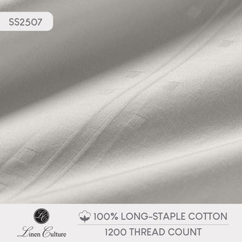 Long-Staple Cotton Bed Sheet – 1200TC - Dobby Light Grey