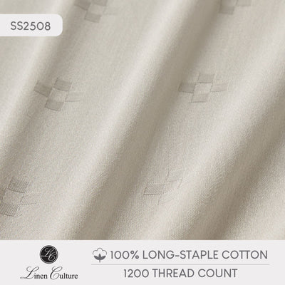 Long-Staple Cotton Bed Sheet – 1200TC - Dobby Khaki