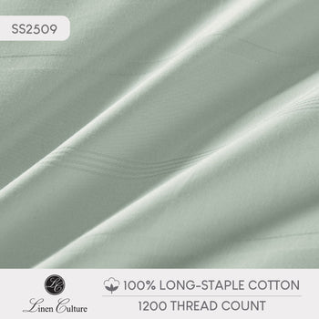 Long-Staple Cotton Bed Sheet – 1200TC - Misty Green Dobby