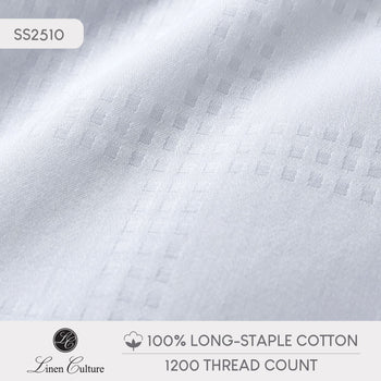 Long-Staple Cotton Bed Sheet – 1200TC - Dobby White