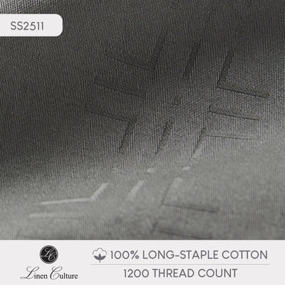 Long-Staple Cotton Bed Sheet – 1200TC - Dobby Dark Grey