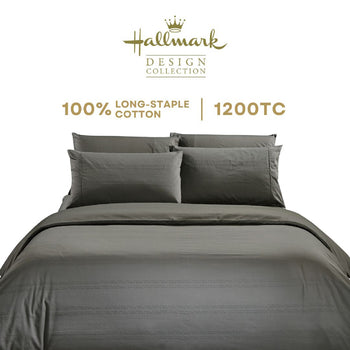 Long-Staple Cotton Bed Sheet – 1200TC Dobby Dark Grey