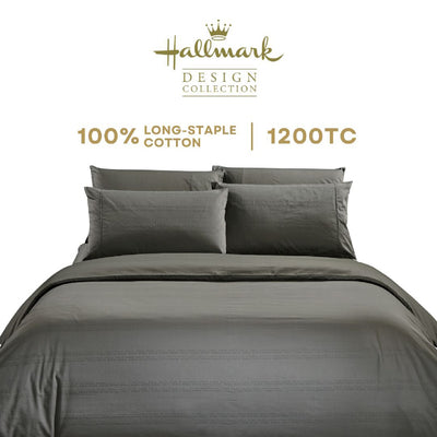Long-Staple Cotton Bed Sheet – 1200TC Dobby Dark Grey