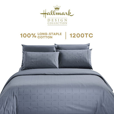 Long-Staple Cotton Bed Sheet – 1200TC Dobby Stone Blue