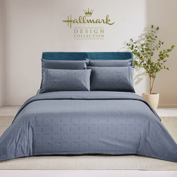 Hallmark Simplicity Premium Cotton 1200TC Dobby Bed Linen - Stone Blue