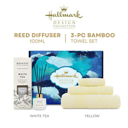 Hallmark Bamboo 3-pc Towel Gift Set + Reed Diffuser