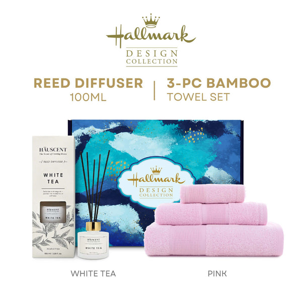 Hallmark Bamboo 3-pc Towel Gift Set + Reed Diffuser
