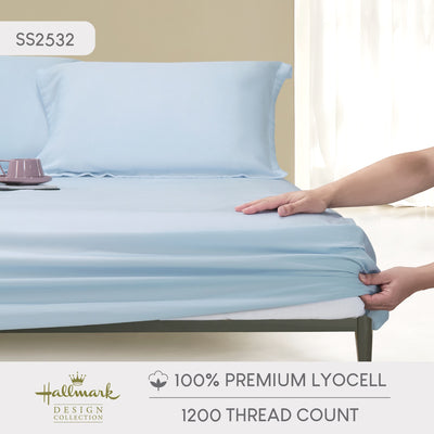 Hallmark Lyocell Fitted Sheet Set - Sky Blue
