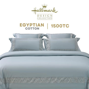 Hallmark Royal Egyptian Cotton Bed Sheet - 1500TC - Blue Lace