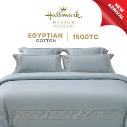 Hallmark Royal Egyptian Cotton Bed Sheet - 1500TC - Blue Lace