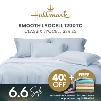 Hallmark Classix Lyocell 1200TC Plain Full Set Bed Linen - Sky Blue