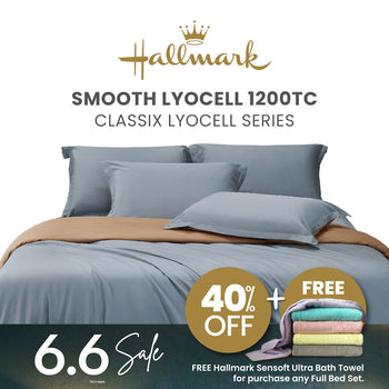 Hallmark Classix Lyocell 1200TC Plain Full Set Bed Linen - Grey