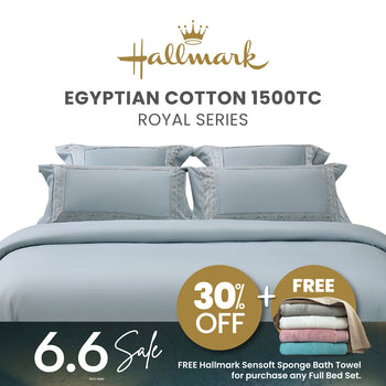 Hallmark Royal Egyptian Cotton 1500TC Laced/Emb - Blue