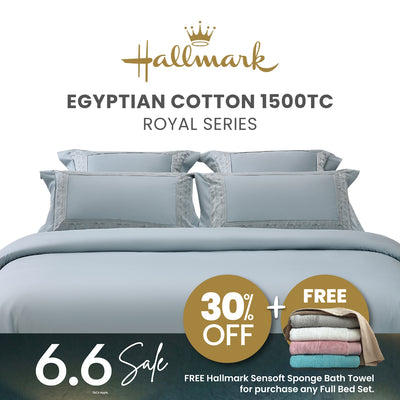 Hallmark Royal Egyptian Cotton 1500TC Laced/Emb - Blue