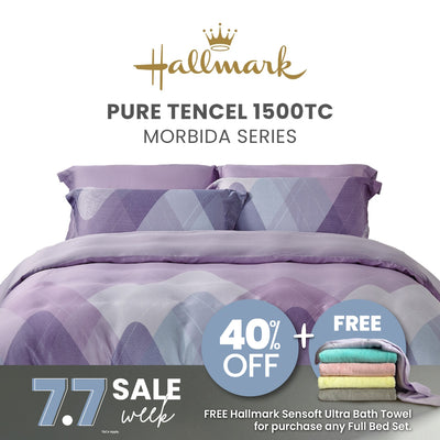 Hallmark Morbida Pure Tencel 1500TC Print Bed Linen - Geometric Purple