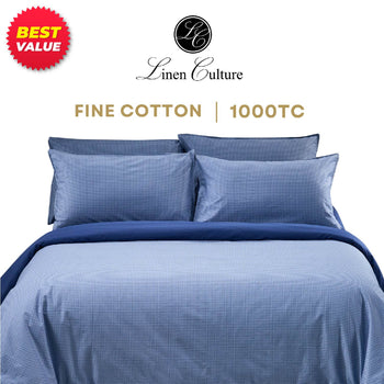 Linen Culture Fine Cotton Prints Bed Linen - Blue Checkers Design