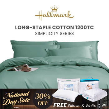 Hallmark Simplicity Premium Cotton 1200TC Plain Bed Linen - Green