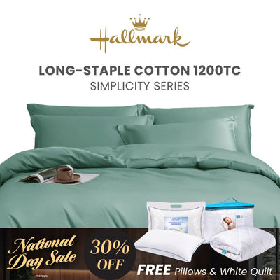 Hallmark Simplicity Premium Cotton 1200TC Plain Bed Linen - Green