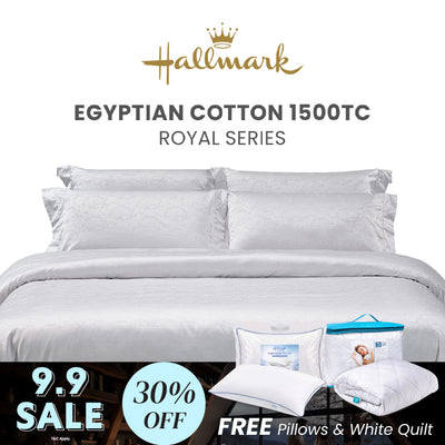 Hallmark Royal Egyptian Cotton 1500TC Laced/Emb - White