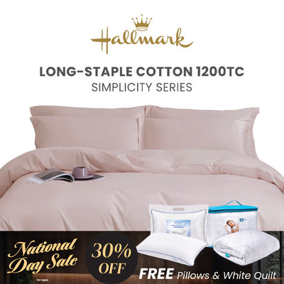 Hallmark Simplicity Premium Cotton 1200TC Plain Bed Linen - Pink