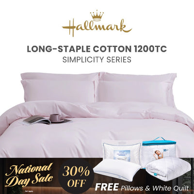Hallmark Simplicity Premium Cotton 1200TC Plain Bed Linen - Lavender