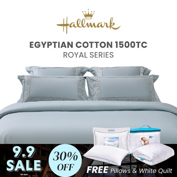 Hallmark Royal Egyptian Cotton 1500TC Laced/Emb - Blue
