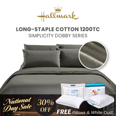 Hallmark Simplicity Premium Cotton 1200TC Dobby Bed Linen - Dark Grey