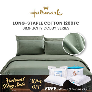 Hallmark Simplicity Premium Cotton 1200TC Dobby Bed Linen - Basil Green