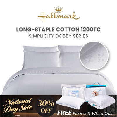 Hallmark Simplicity Premium Cotton 1200TC Dobby Bed Linen - White