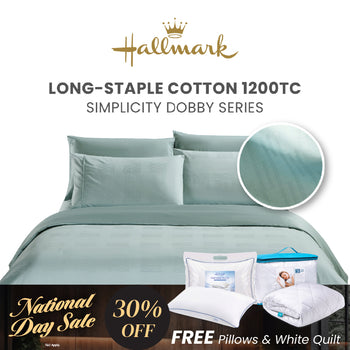 Hallmark Simplicity Premium Cotton 1200TC Dobby Bed Linen - Meander Blue