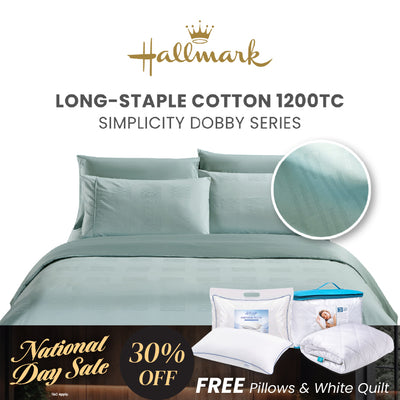 Hallmark Simplicity Premium Cotton 1200TC Dobby Bed Linen - Meander Blue