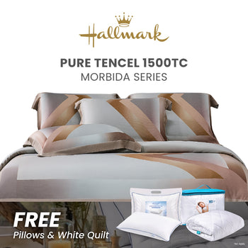Hallmark Morbida 100% Premium Tencel 1500TC Print Bed Linen - Chevron Grey