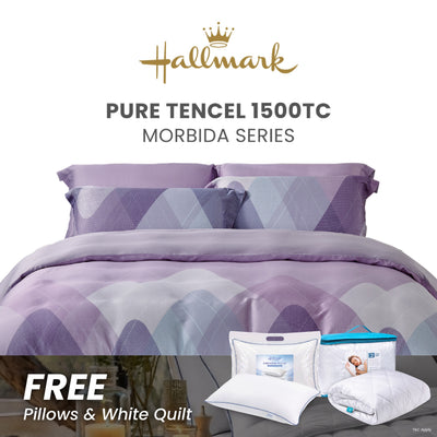 Hallmark Morbida 100% Premium Tencel 1500TC Print Bed Linen - Geometric Purple