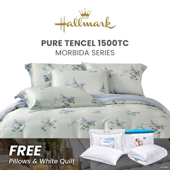 Hallmark Morbida 100% Premium Tencel 1500TC Print Bed Linen - Floral Blue