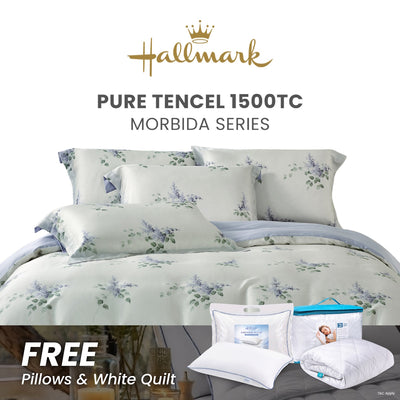 Hallmark Morbida 100% Premium Tencel 1500TC Print Bed Linen - Floral Blue