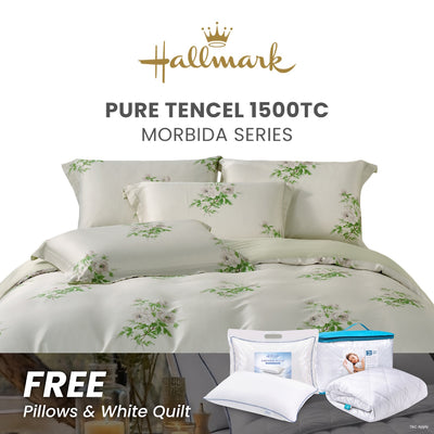 Hallmark Morbida 100% Premium Tencel 1500TC Print Bed Linen - Floral Green