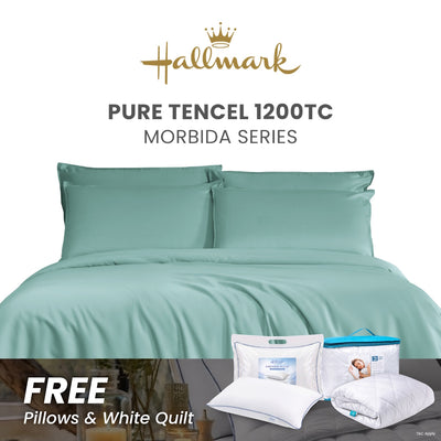 Hallmark Morbida Pure Tencel 1200TC Plain Bed Linen - Turkish Blue