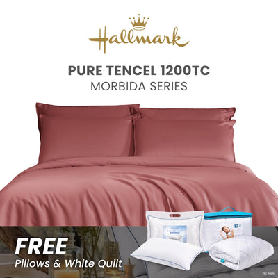 Hallmark Morbida Pure Tencel 1200TC Plain Bed Linen - Red